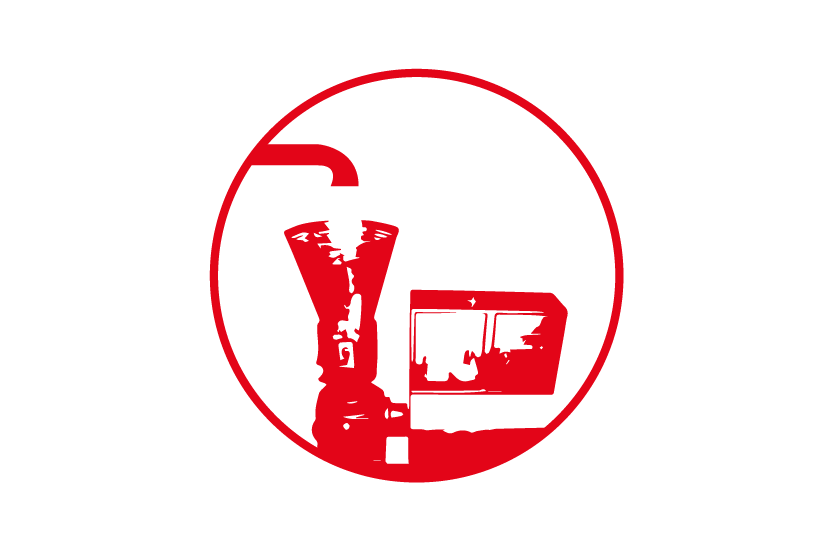 A red graphic depicts various electric appliances within a circular border.