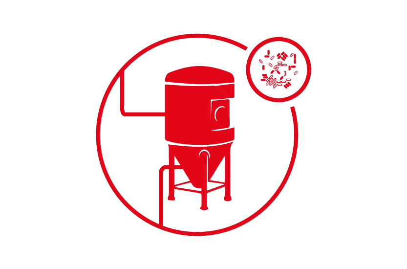 A red graphic displays a cylindrical barbecue smoker on a stand, encircled by a larger red outline with a zoom-in on food.