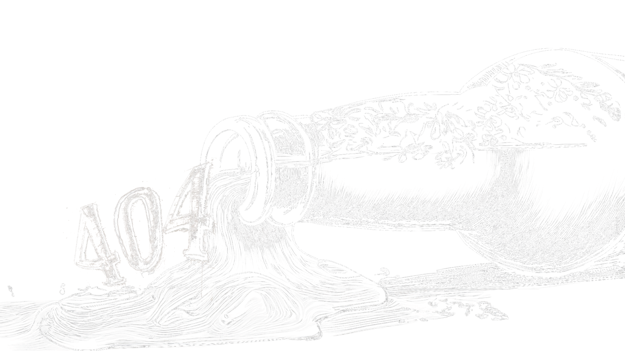 Drawing of an overturned bottle from which the numbers 404 and a liquid are pouring out.